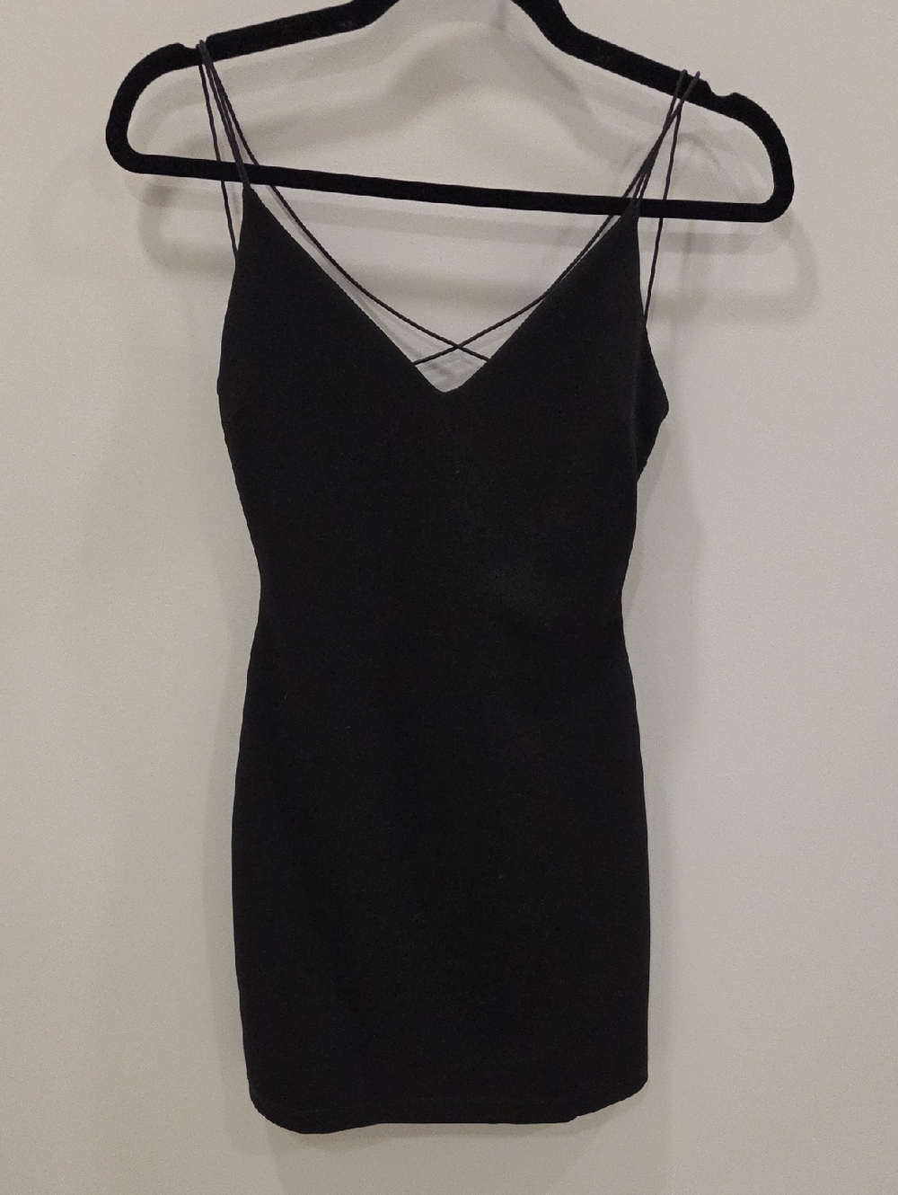 Windsor Black Double-Strap V-Neck Mini Dress